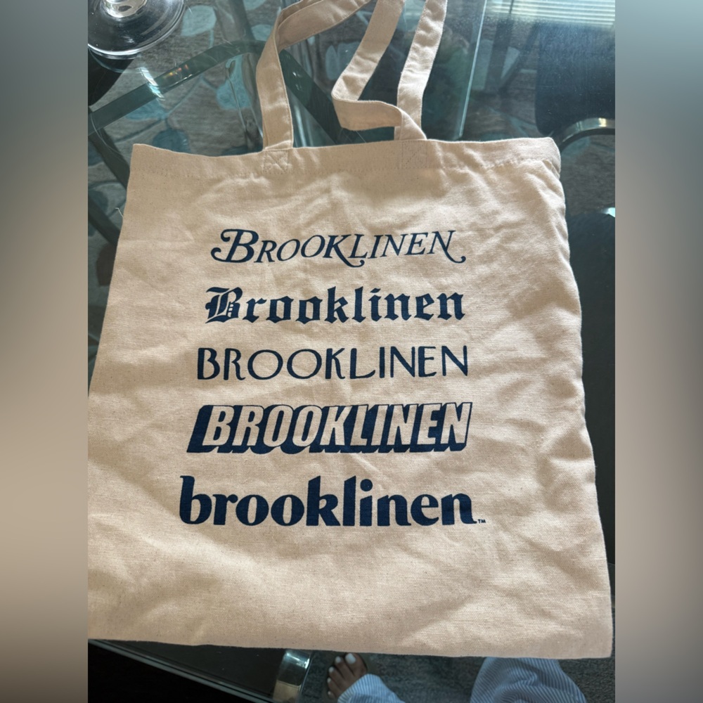 Brooklinen Natural Canvas Tote with Navy Logo
